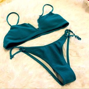 Teal two piece bikini 👙